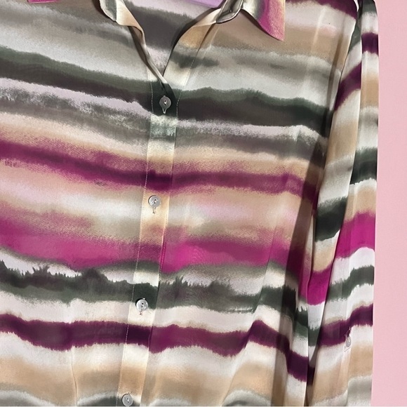 Chicos Lightweight sheer button down Boho vacation resort cruise blouse Large - Picture 9 of 9